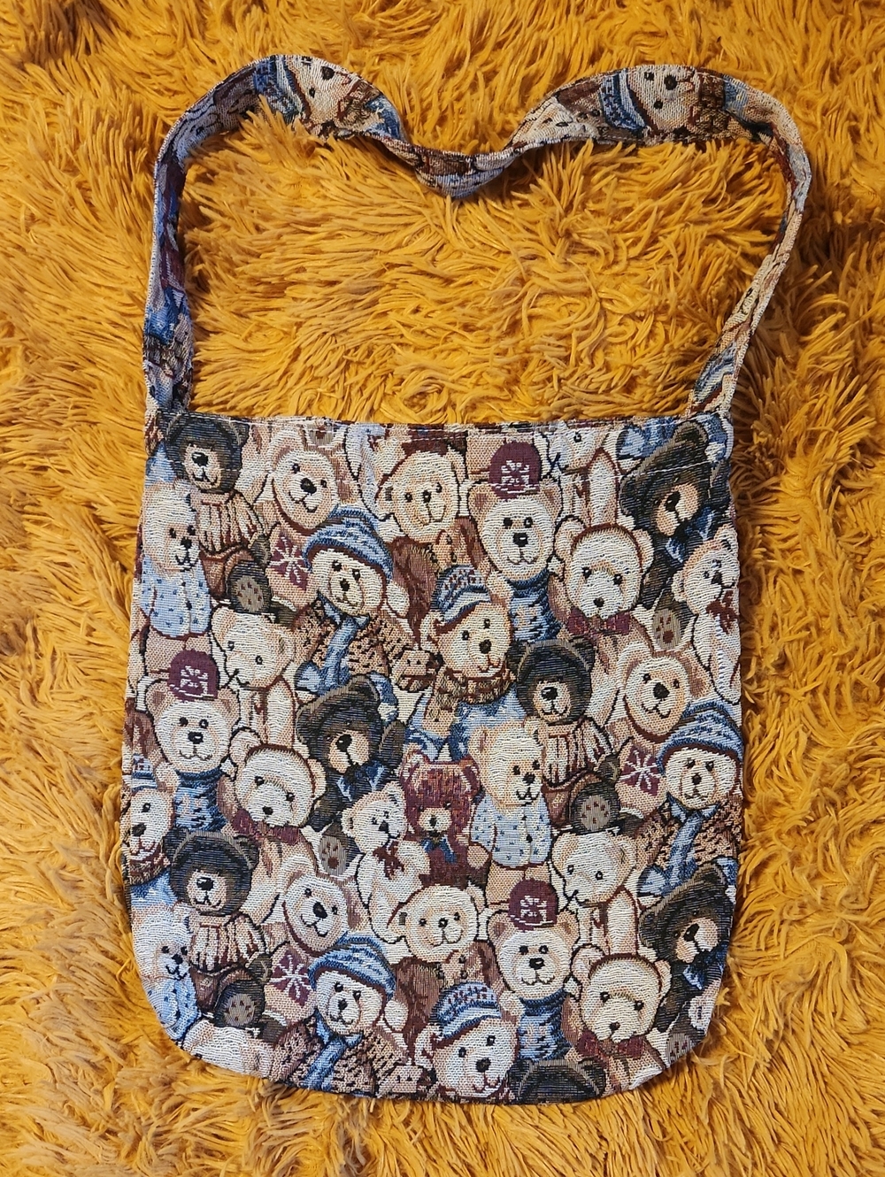 Teddy Bear Pattern Tapestry Tote Bag